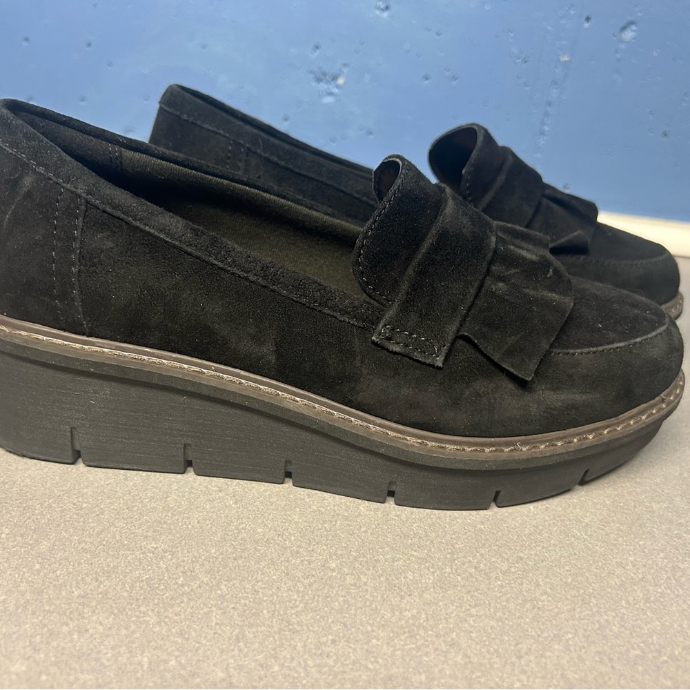 Clarks Black Suede Loafers